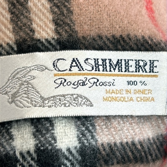 100% CASHMERE Tartan Plaid Fringe Winter Scarf Shawl by Royal Rossi 26”W x 72”L - Picture 2 of 5
